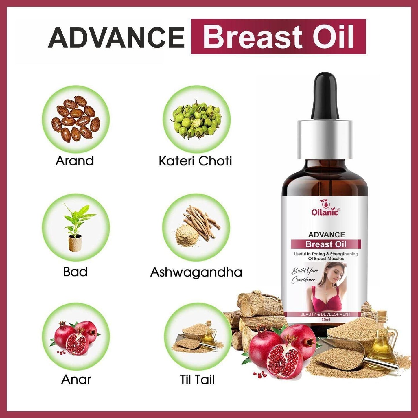 Oilanic Natural B-36 Plus Breast Care & Enlargement Oil – 30ml